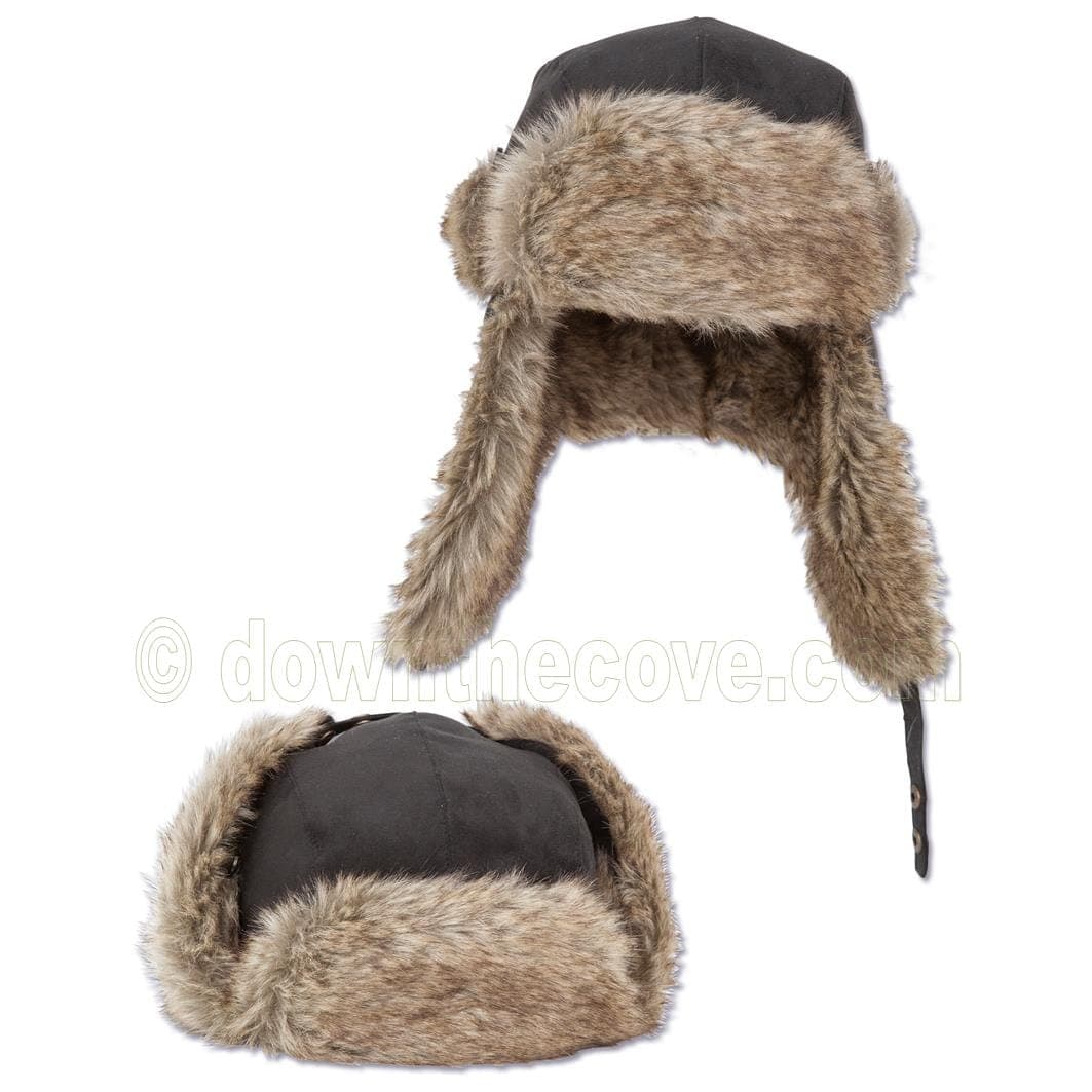 Zebco Black & Faux Fur Trapper Hat image 1