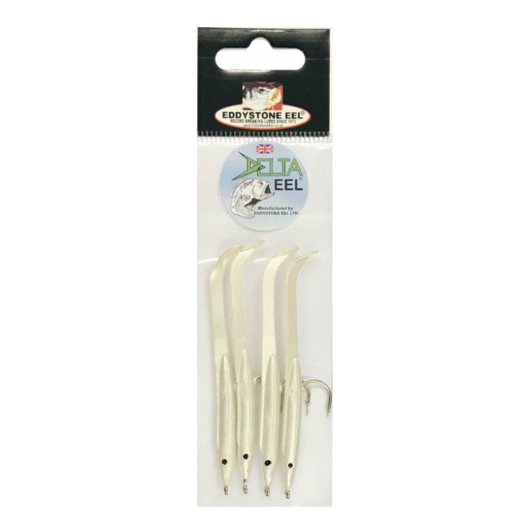 Eddystone Delta Eels 65mm Pearl White - 4 Soft Lures image 1