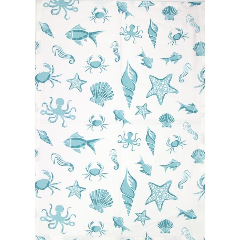 Green Sea Life Tea Towel image 1