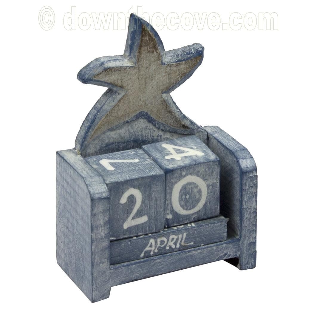 Starfish Perpetual Calendar Wooden Coastal Desk Calendar image 1