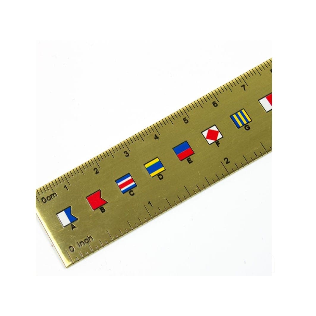 Nautical Brass Ruler with Code Flags image 1