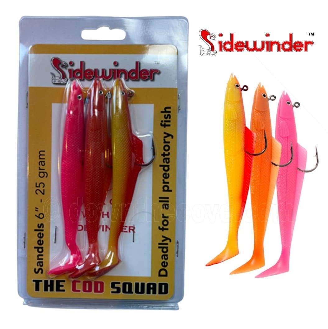 Sidewinder Cod Squad Super Solid Sandeels 6 inch 25g - Selection Pack