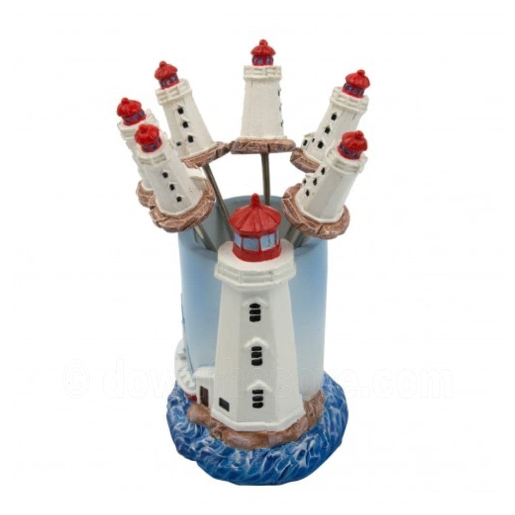 Lighthouse Cocktail Forks in Lighthouse Holder image 1