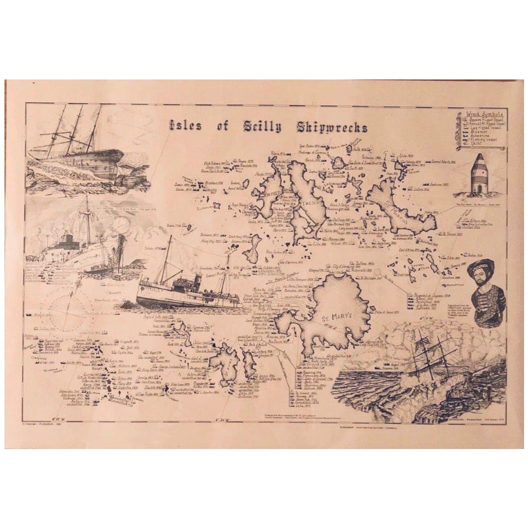 Planaship Isles of Scilly Shipwrecks Maritime Print 63 x 45cm image 1