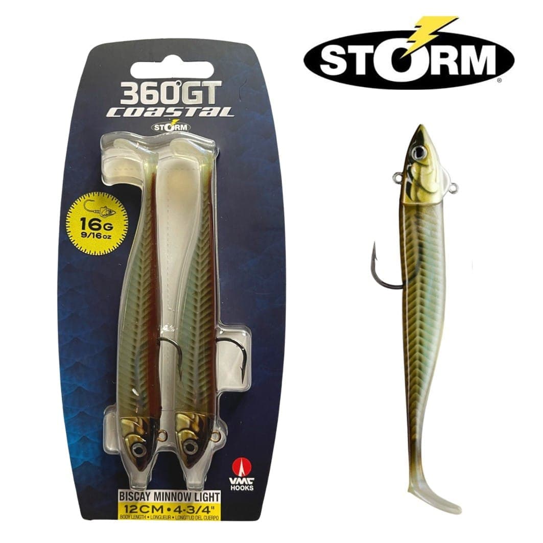 Storm 360GT Coastal Biscay Minnow Light Sandeel 12cm 24g - 2 Mounted Lures