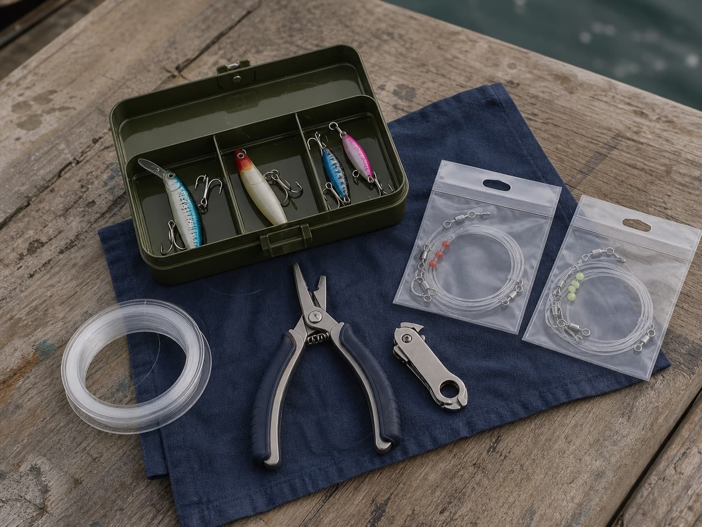 An example Cove Club fishing edit with lures, shore rigs, leader and fishing tools